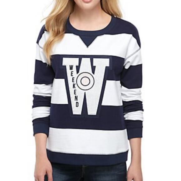Crown & Ivy navy and white Weekend Sweatshirt - Picture 1 of 7